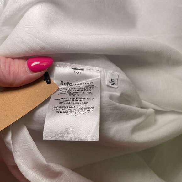 Reformation Santino Dress White Linen Halter Midi NWT Size 12 - Picture 5 of 6